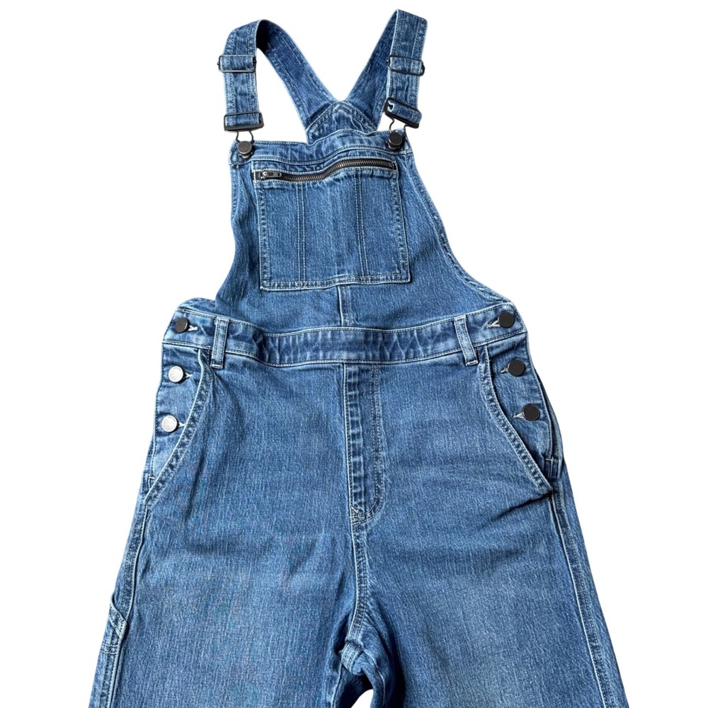 Volcom Mens Denim Overalls Medium Wash Straight Leg Carpenter Blue
